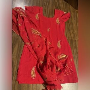 Embroidered Salwar Kameez Kurti Set w/ Dupatta Paisley Indian Pakistani Ethnic